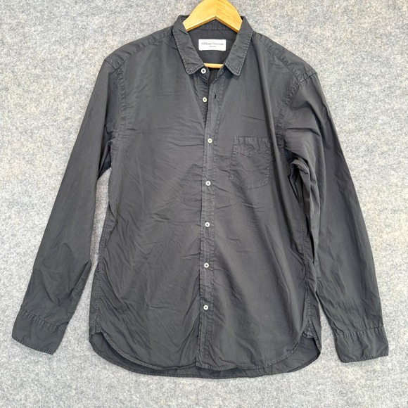 Officine Generale Paris Button Shirt Mens Large Dark Gray Designer Portugal Gray - Picture 1 of 12